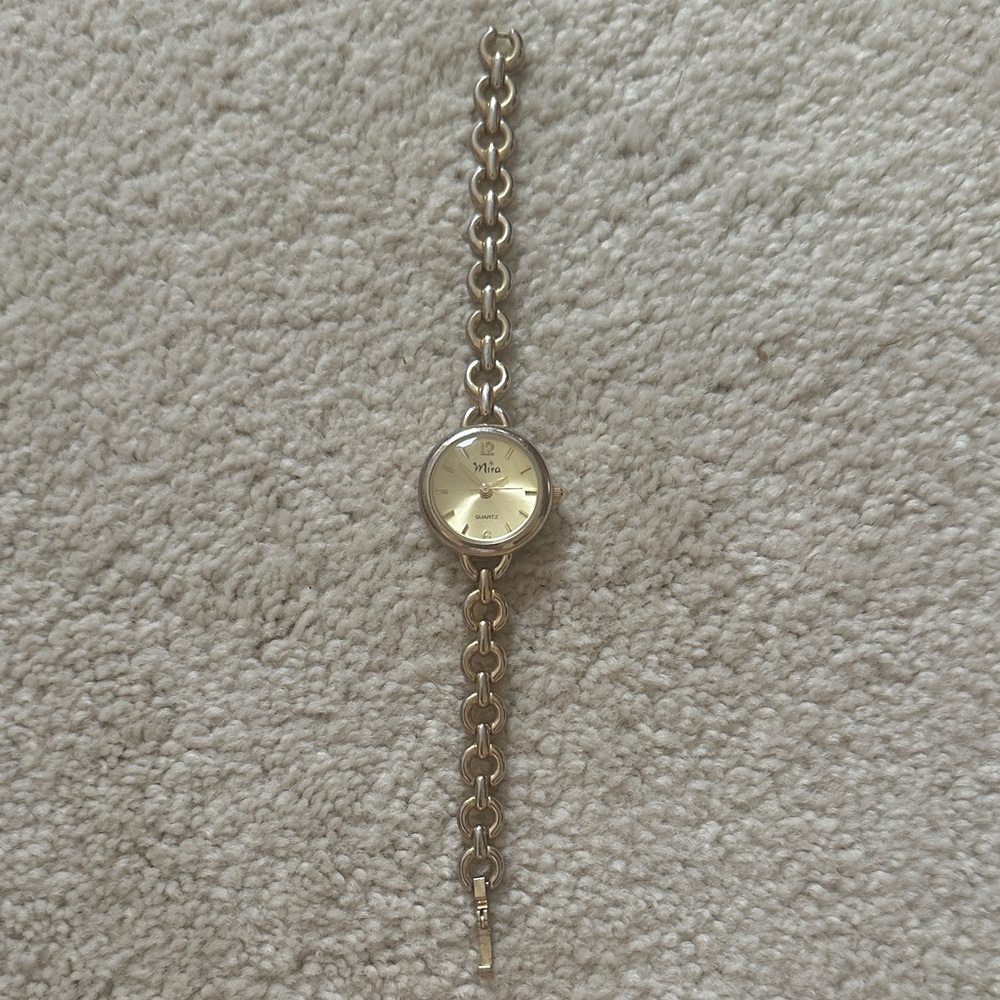 Gold Tone Linked Bracelet Watch